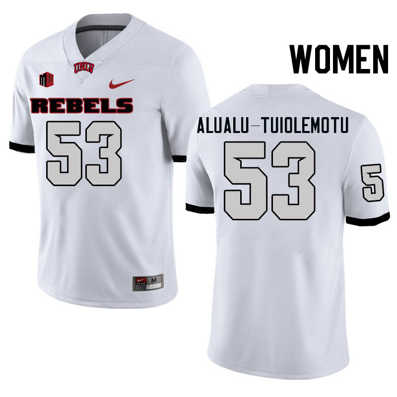 Women #53 Blesyng Alualu-Tuiolemotu UNLV Rebels College Football Jerseys Stitched-White